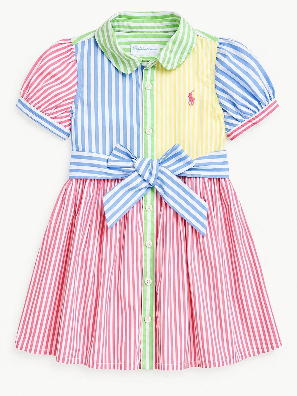 Polo Ralph Lauren NWT Baby Girls Striped Color-Blocked Dress. Size 8 months